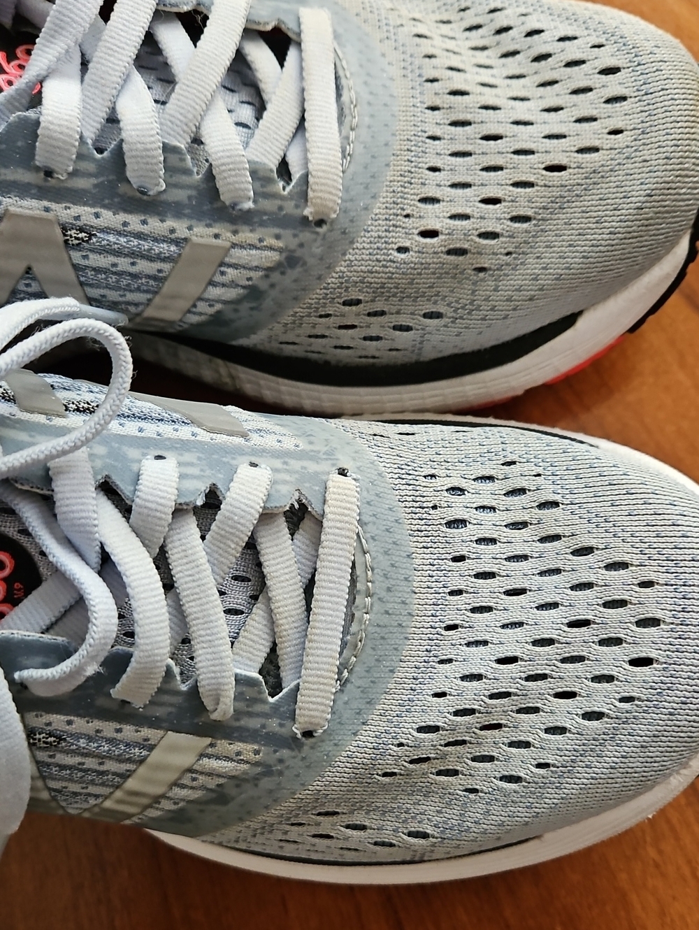 New Balance Women's Light Blue Athletic Sneakers with Pink Accents - Picture 3 of 8